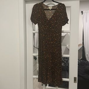 Sézane Leopard Midi Button Front Dress Size 38